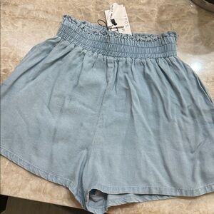 Light Blue High-Waisted Shorts